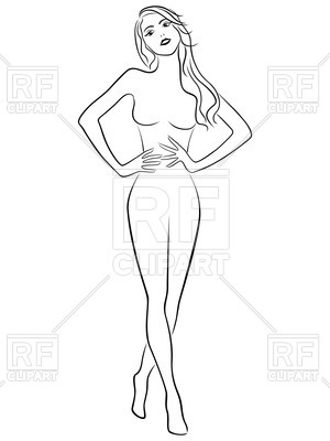 300x400 Outline Of Slim Woman Holding Hands On Waistlin Vector Image