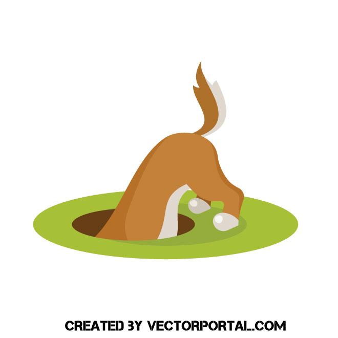660x660 Dog Digs A Hole Vector Clip Art