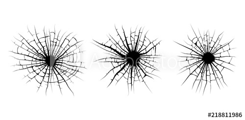 500x245 Broken Window, Cracks Hole Vector Design Isolated On White