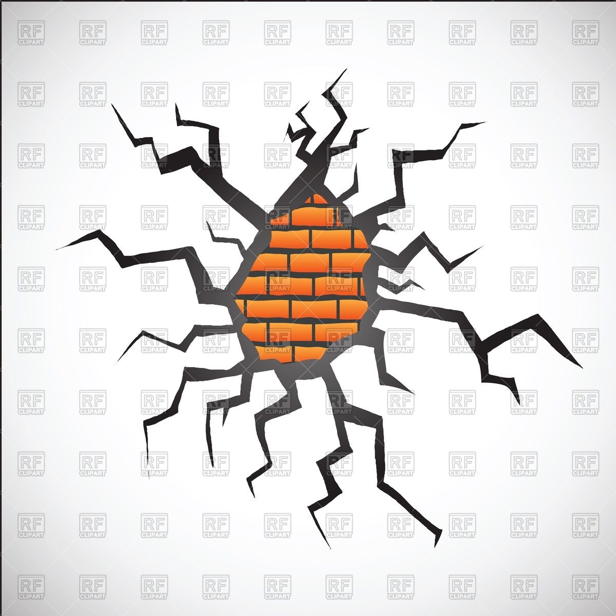 1200x1200 Crackled White Plaster And Brick Wall In Hole Vector Image