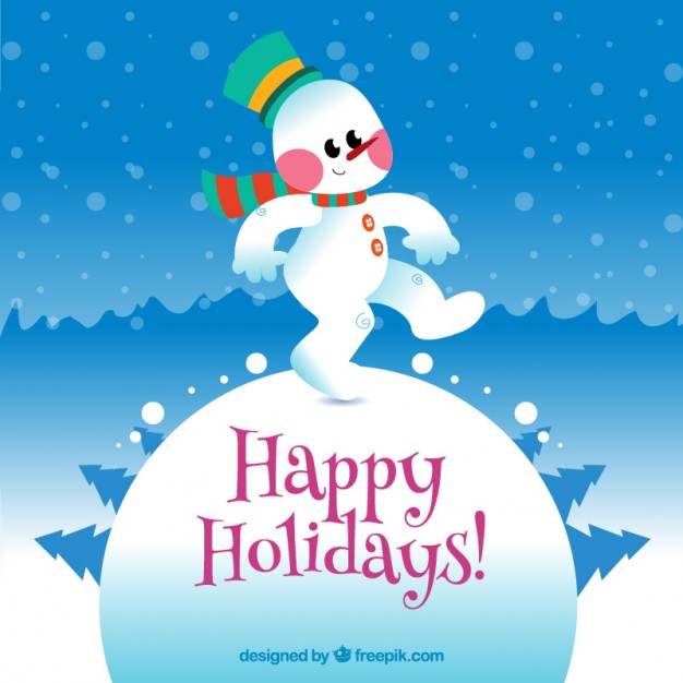 626x626 Happy Holidays Card With A Funny Snowman Vector Free Download