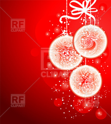 356x400 Red Holiday Card With Christmas Balls Vector Image Vector