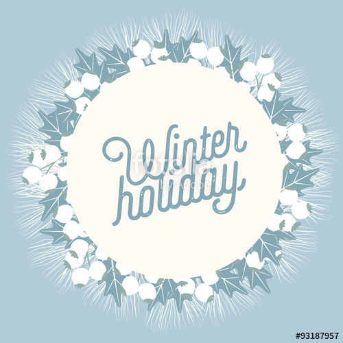 500x500 Winter Holiday Card With A Circle Banner. Vector Design. Stock