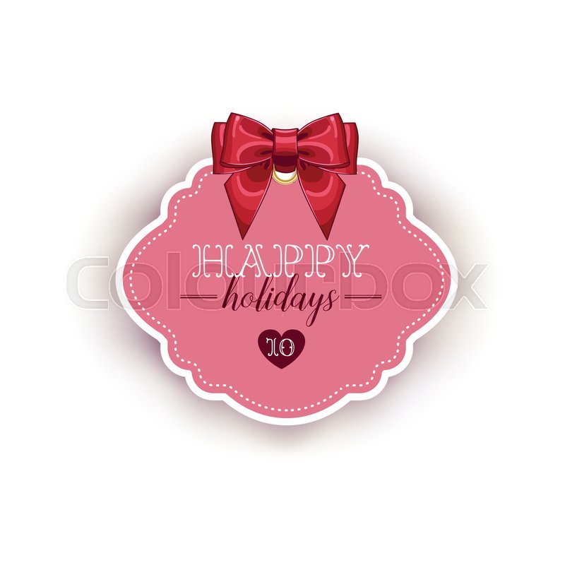 800x800 Happy Holiday Card Template With Ribbon Vector Illustration