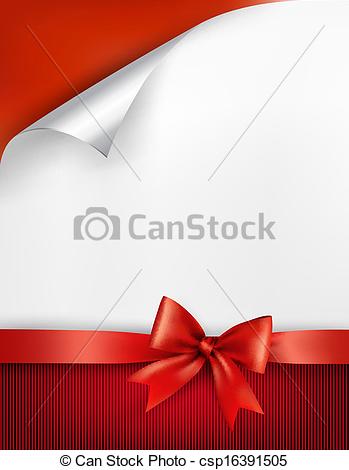 349x470 Holiday Background With Gift Glossy Bow And Ribbon. Vector.