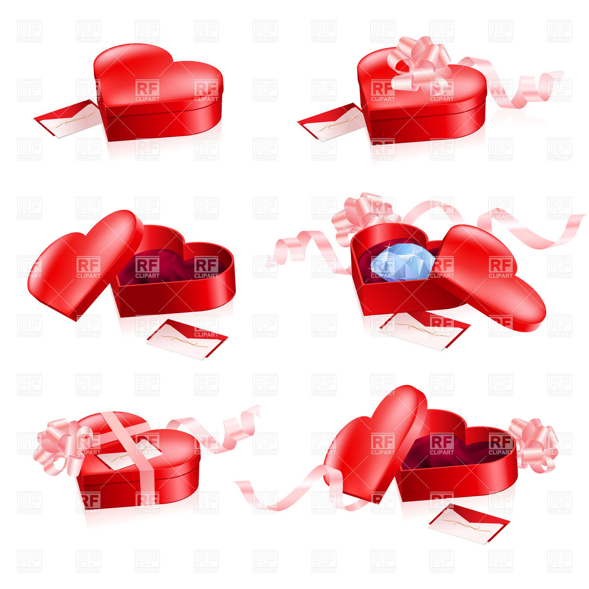 1200x1200 Red Heart Shaped Boxes With Ribbon Vector Image Vector Artwork