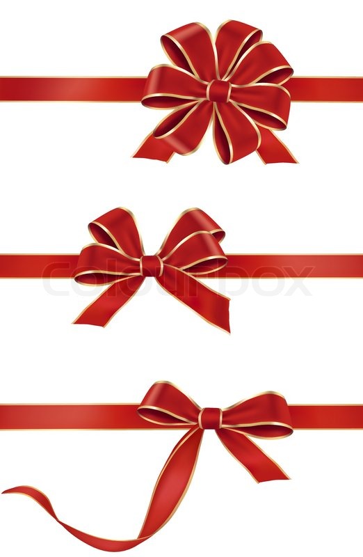 522x800 Vector Illustration. Collection Of Holiday Red Bows With Ribbons