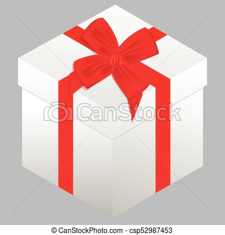 450x470 Box. Present. Holiday. Vector Illustration. Gift Box With Red