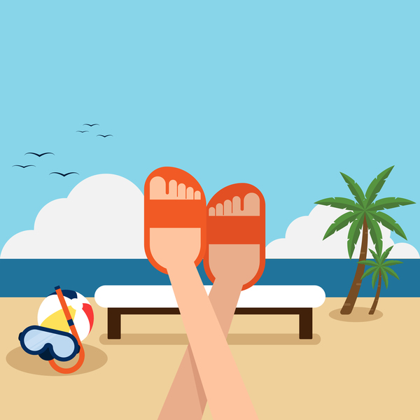 600x600 Happy Holiday With Summer Beach Vector Background Free Download