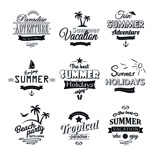 500x500 Black Summer Holiday Labels Vector 01 Free Download