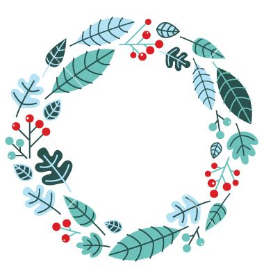 380x400 Christmas Retro Holiday Wreath Isolated On White Vector Art
