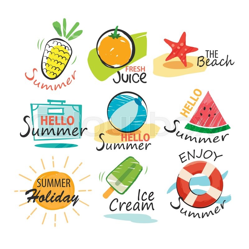 800x800 Set Of Hand Drawn Summer Signs And Banners.graphic For Summer