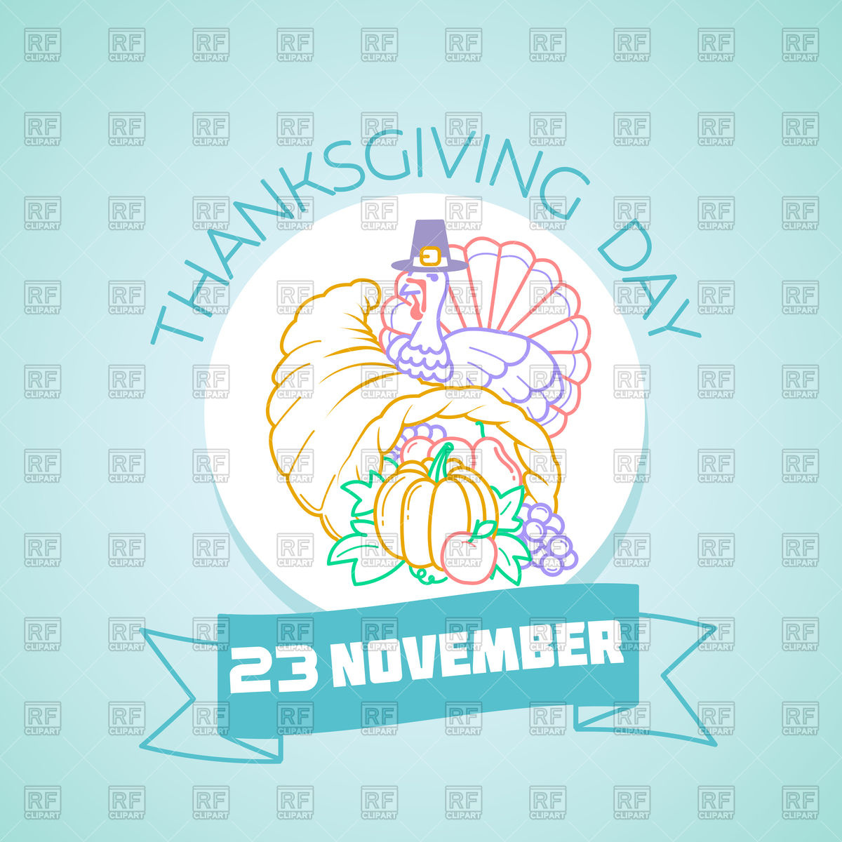 1200x1200 Thanksgiving Day Poster With Turkey