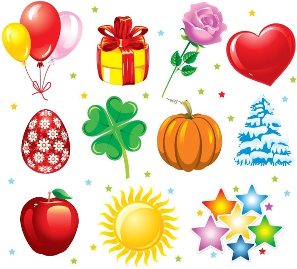 600x544 Holiday Objects Vector Set Free Vector In Encapsulated Postscript