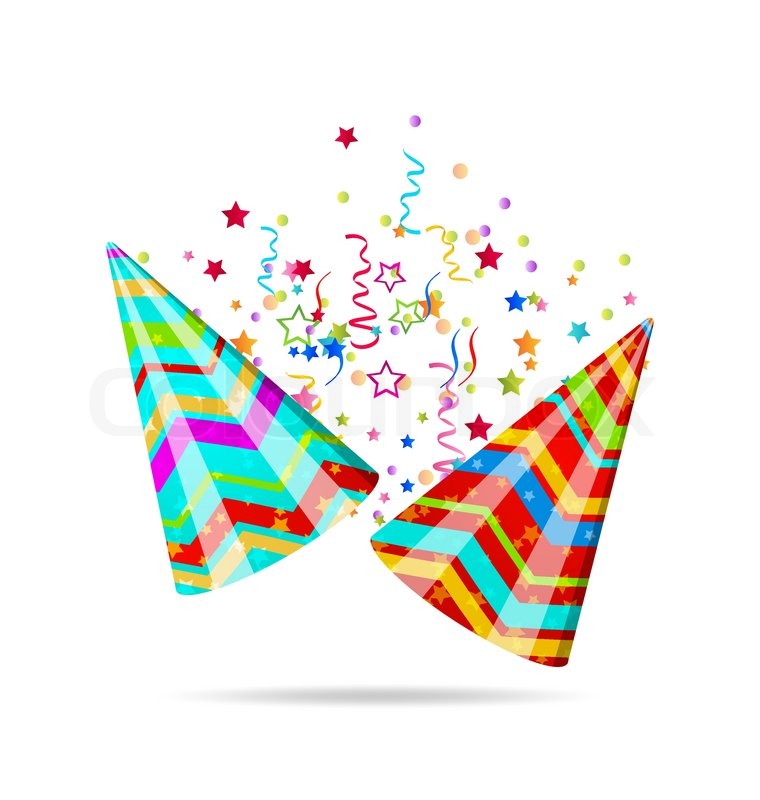 760x800 Illustration Colorful Party Hats With Confetti For Your Holiday
