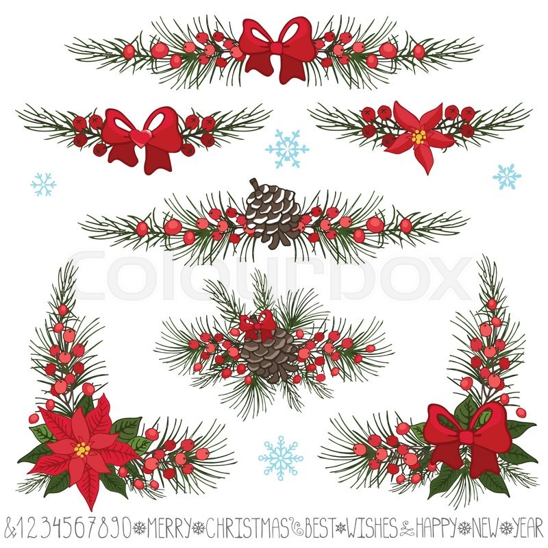 800x800 Merry Christmas,new Year Decor Set.garland Borders And Corners