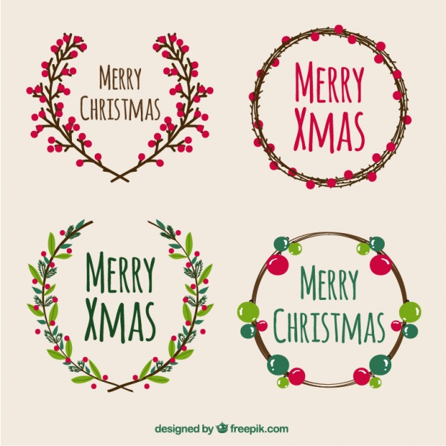 626x626 Collection Of Merry Christmas Wreaths Vector Free Download