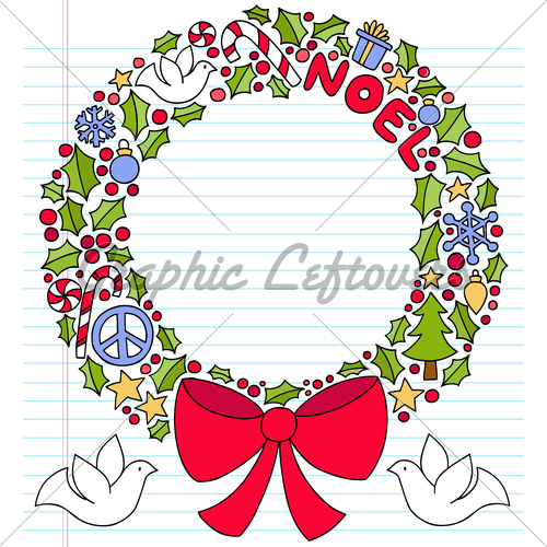 500x500 Notebook Doodles Christmas Holiday Wreath Vector Illustra... Gl