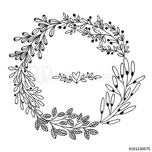500x500 Beautiful Card With Floral Wreath. Vector Illustration, Can Be