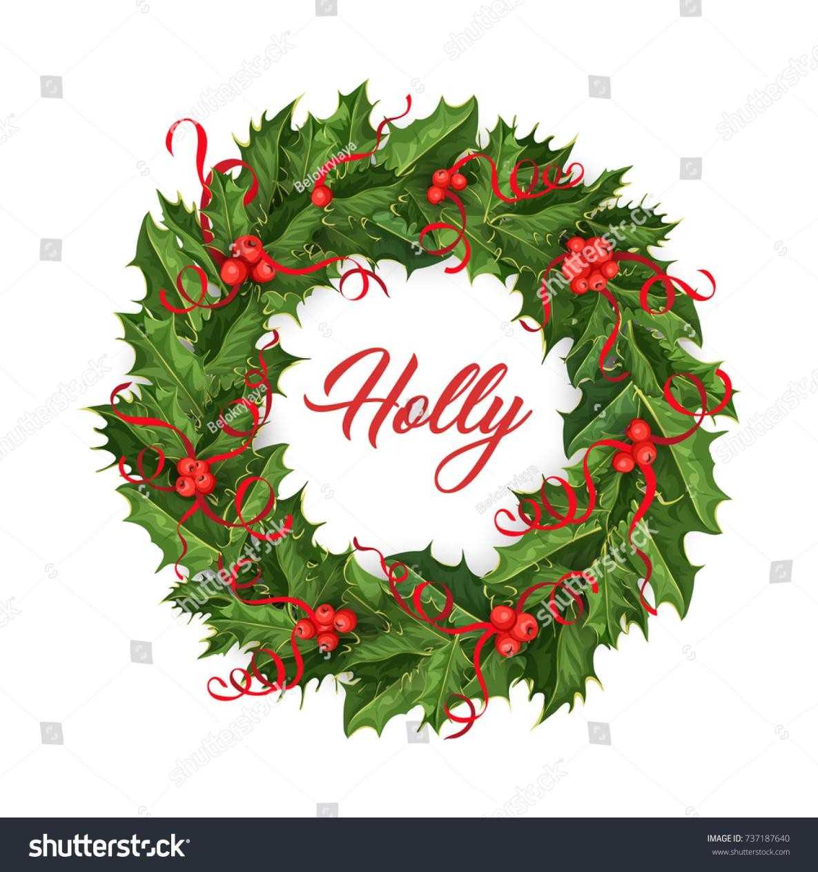 1185x1264 Christmas Holiday Wreath Vector Wreath Red Silk Ribbons Berry