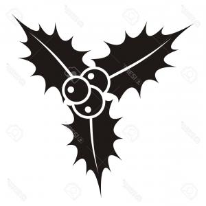 300x300 Photostock Vector Black Christmas Holly Berry Plant Icon Vector