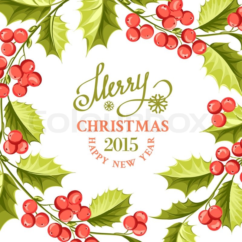 800x800 Christmas Mistletoe Drawing Over Card With Holiday Text And Border