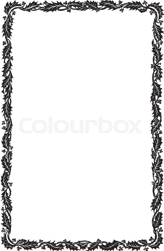 522x800 Holly Border Have Simple Narrow Pattern, Vintage Line Drawing Or