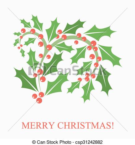 436x470 Holly Berry Leaves. Vector Illustration.