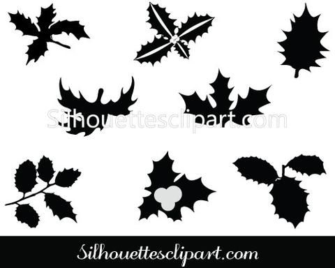 480x384 Holly Leaf Silhouette Clip Art Pack Christmas Vector Graphics