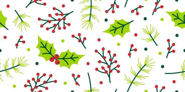 626x313 Seamless Christmas Pattern Spruce Holly Leaves Berry Leaf
