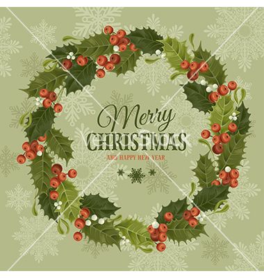 380x400 Holly Berry Christmas Wreath Vector By Pazhyna On Vectorstock