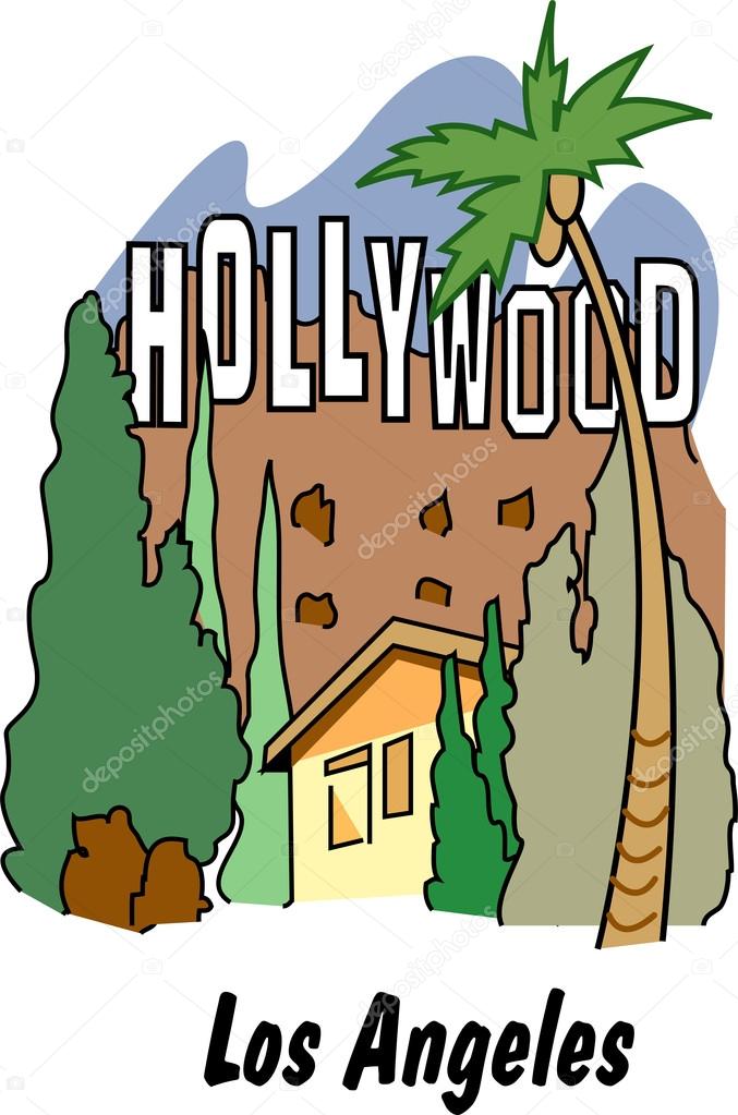 677x1023 Hollywood Sign In Los Angeles Stock Vector Clipartguy