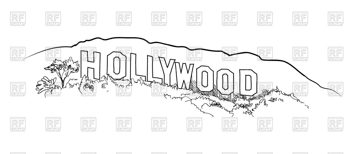 1200x525 Hollywood Sign Engraving Vector Image Vector Artwork Of Fonts
