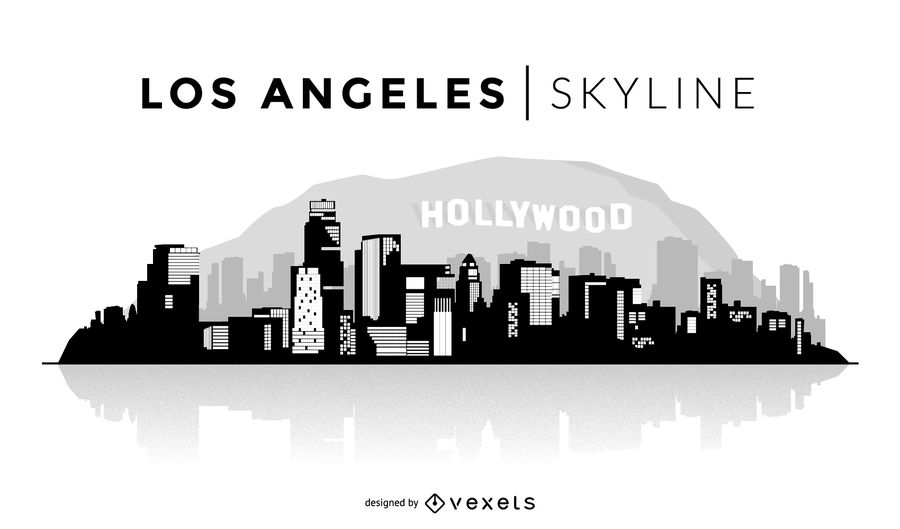 900x529 Los Angeles Skyline Vector Free Free Hollywood Sign Watercolor