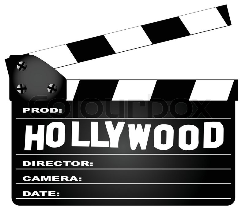 800x697 A Typical Movie Clapperboard With The Legend Hollywood Isolated On