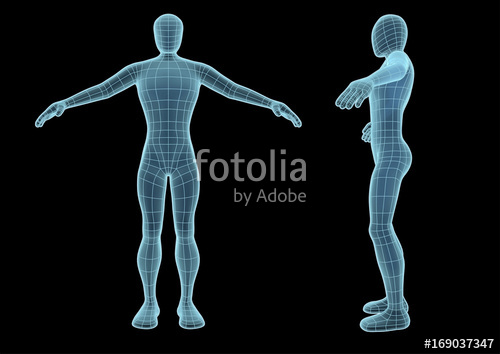 500x354 Wireframe Man Over A Black Background. Wire Mesh Human Figure Like