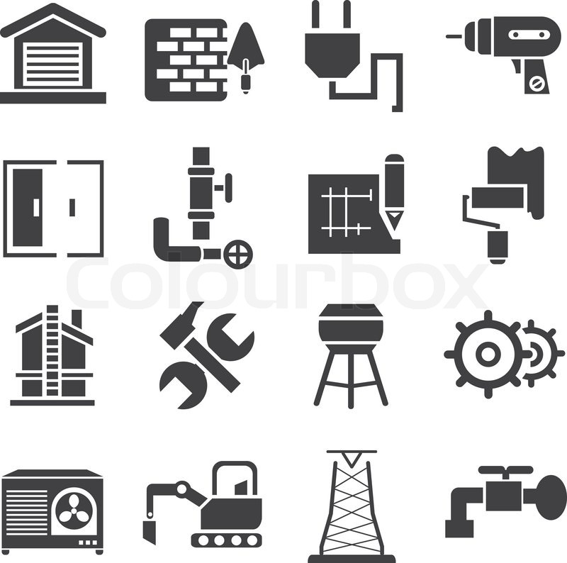 800x794 Home Appliance, Construction Icons Stock Vector Colourbox