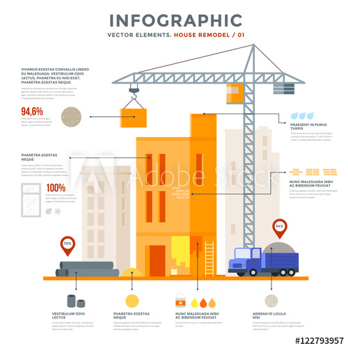 500x500 Reconstruction Of The House. Home Construction. Vector Elements