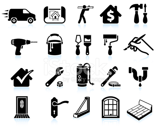537x439 House Repair Home Improvement Black And White Vector Icon Set
