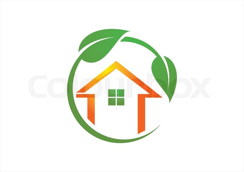 800x564 Shelter House And Circle Plants Logo Vector Illustration,home