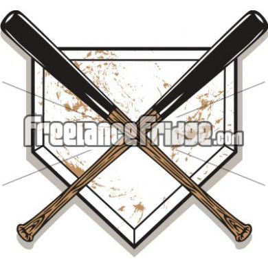 390x390 Baseball Bats Crossed Over Home Plate Vector Clipart Stock Artwork