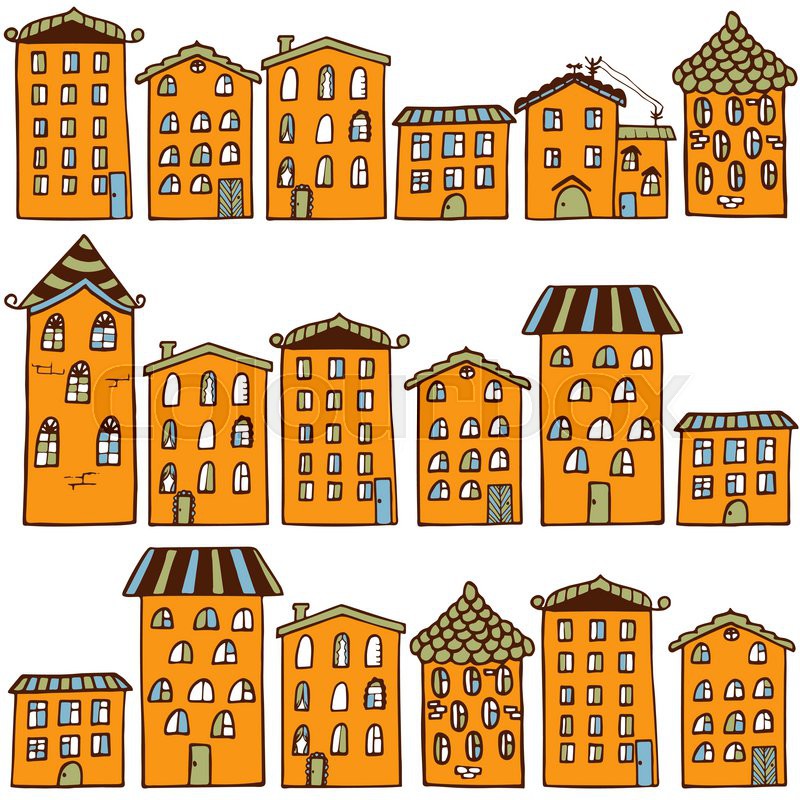 800x800 Cute Seamless Pattern With Houses. Home Sweet Home. Vector