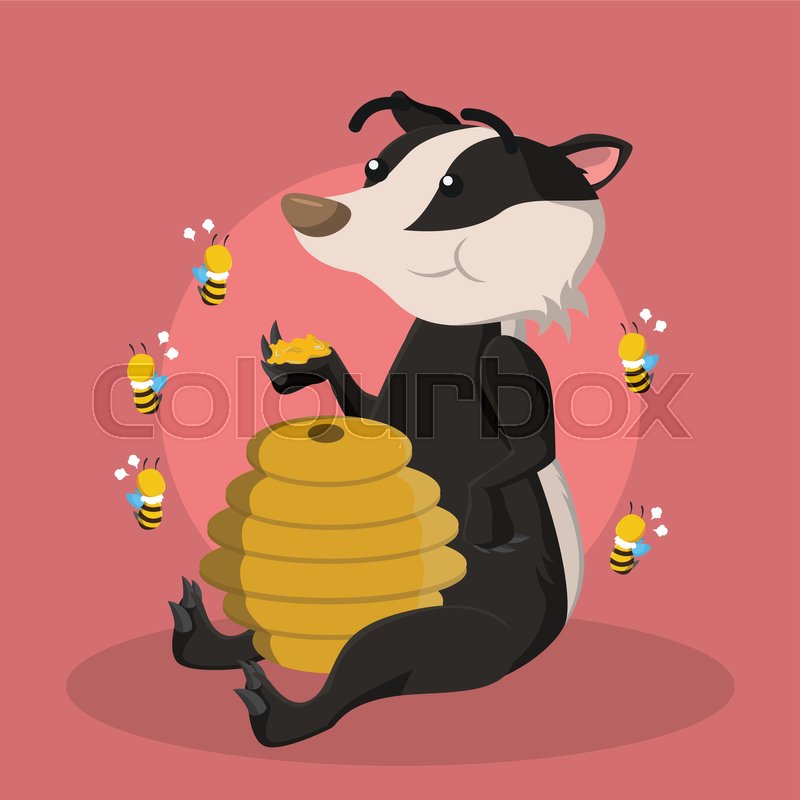800x800 Honey Badger Eating Honey Stock Vector Colourbox