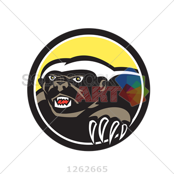 340x340 Stock Illustration Of Vector Black Honey Badger Head With Claws