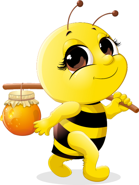 445x591 Cute Bee With Honey Jar Vector 02 Free Download