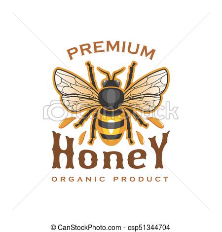 450x470 Honey Bee Vector Icon For Organic Product Label. Honey... Vector