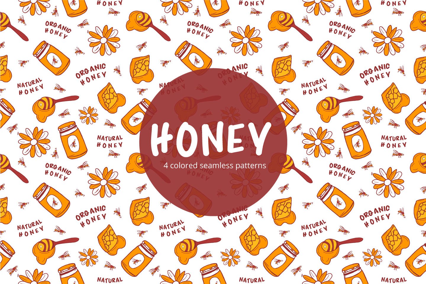 1440x960 Honey Vector Free Seamless Pattern