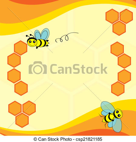 449x470 Background With Bees And Honeycomb . Vector Illustration Of Bee