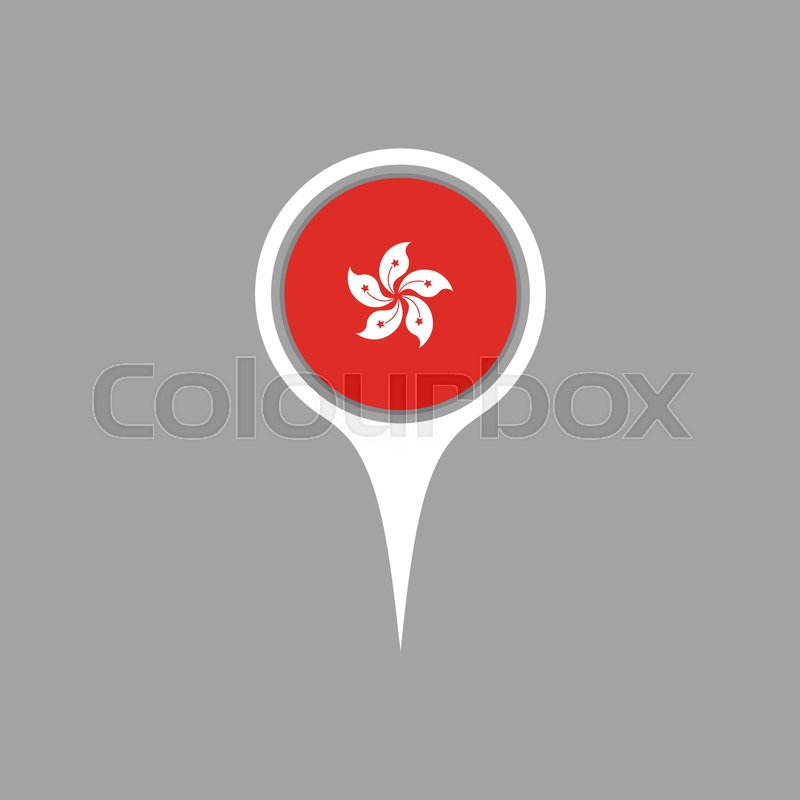 800x800 Hong Kong Flag Location Map Icon , Vector Illustration. Stock