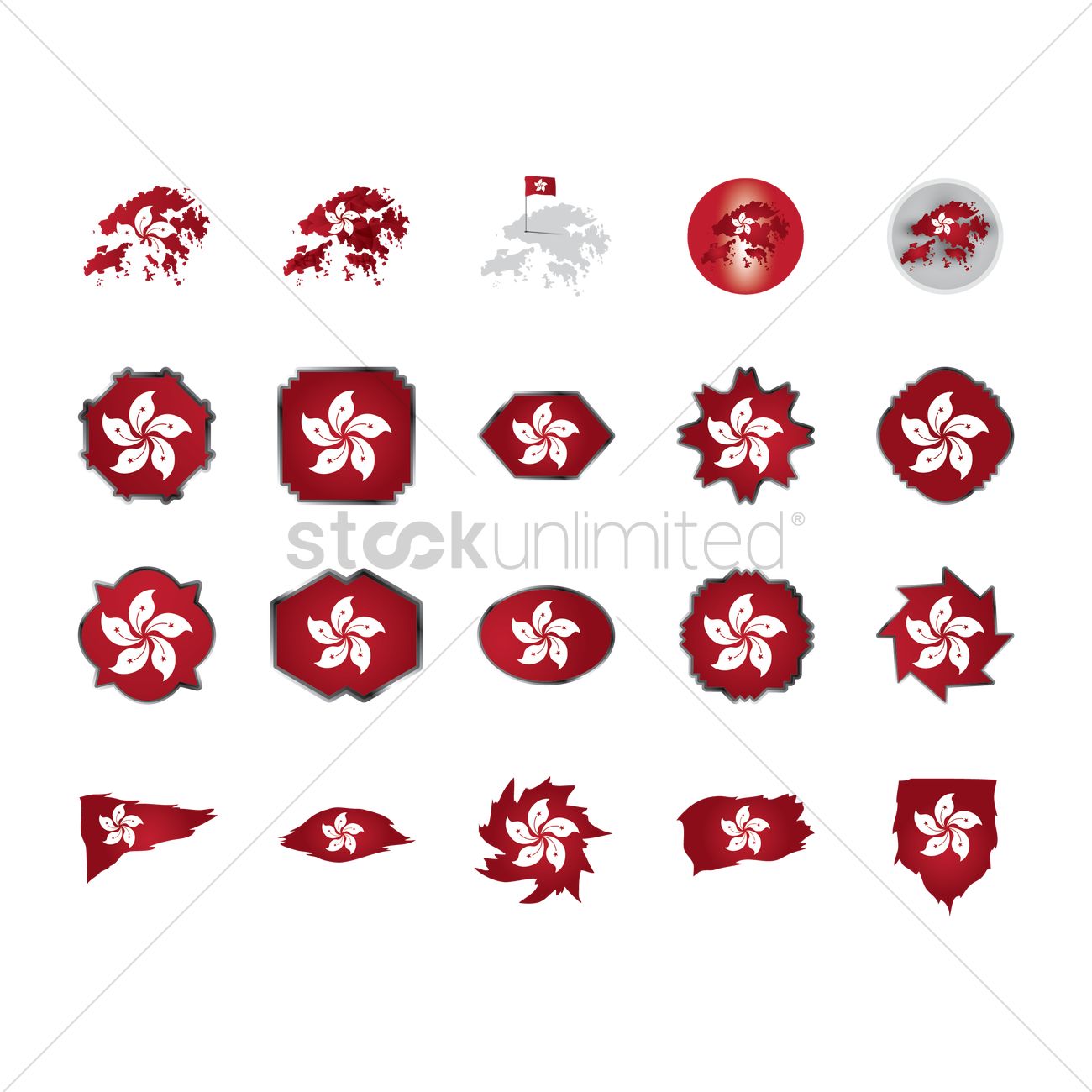 1300x1300 Hong Kong Flag Icons Set Vector Image